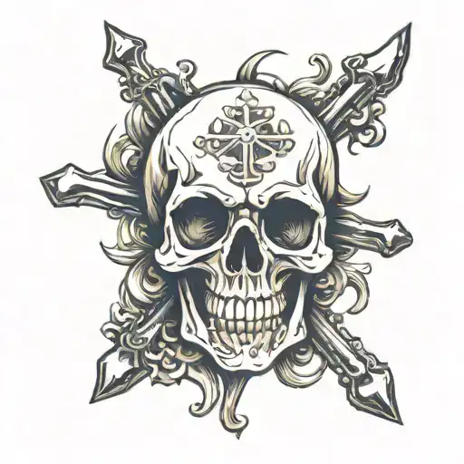 skull and bones tattoo design idea