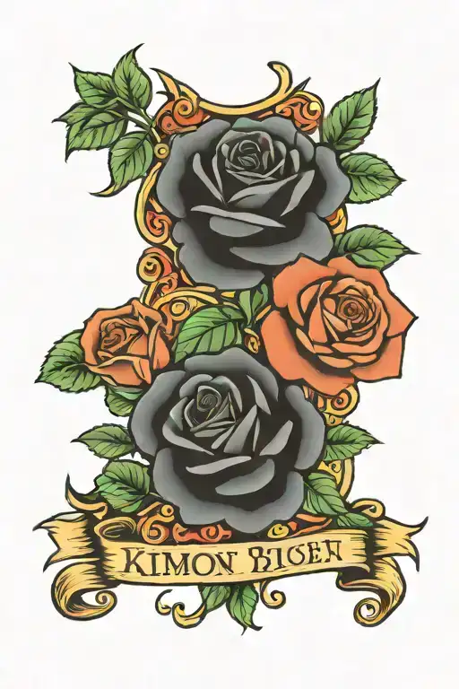 rose growing with name kimon  tattoo design idea