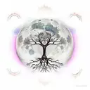 Tree of Life, moon, sun, hyper realistic, cymk color space, fine detail, photorealistic illustration  tattoo design idea