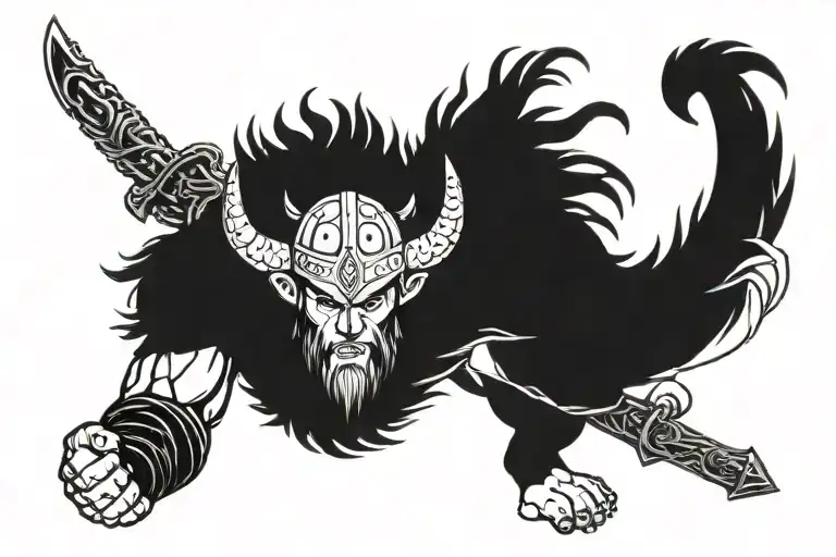 vikings and dragon ball z tattoo design idea