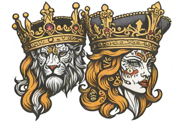 king and queen crown tattoo design idea