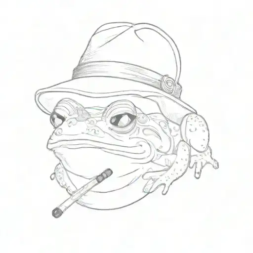 a frog wearing a hat and smoking a cigarette tattoo design idea