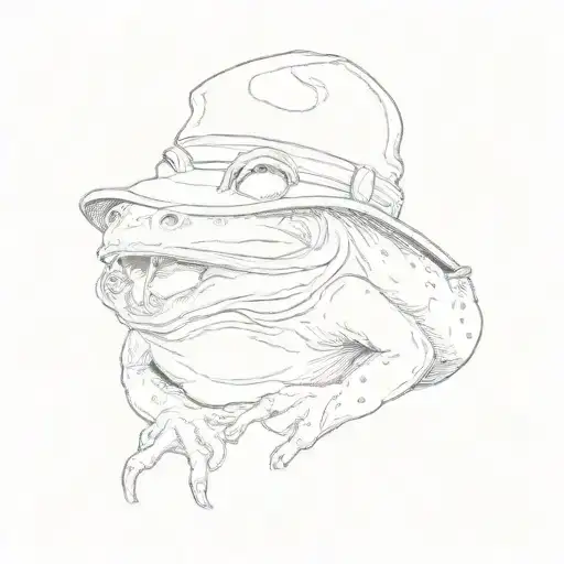 a frog wearing a hat and smoking a cigarette tattoo design idea