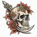 skull, heart dagger piercing tattoo design idea