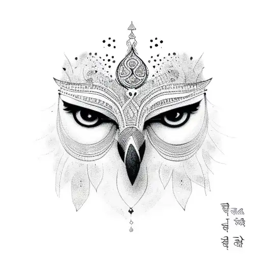 crow with shani dev mantra tattoo design idea