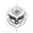 crow with shani mantra tattoo design idea