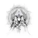 crow with shani mantra tattoo design idea
