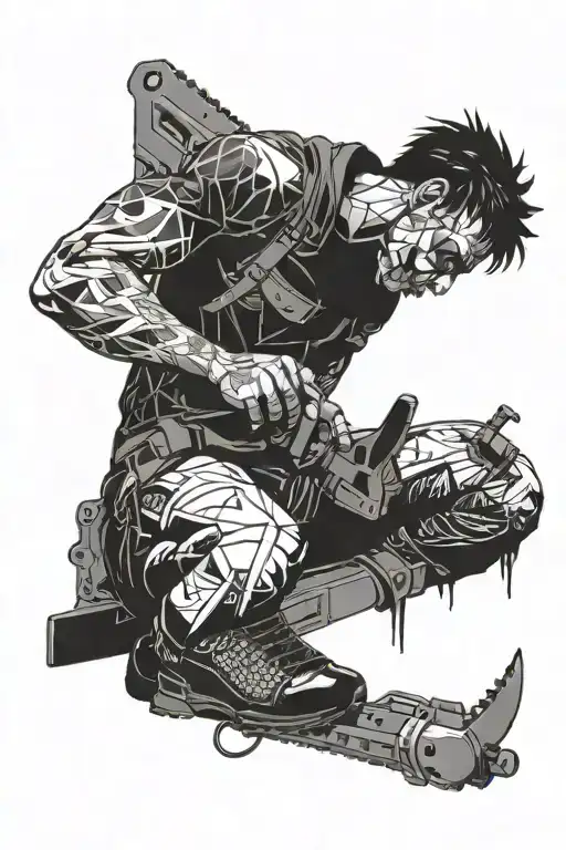 sexy power from chainsaw man sitting tattoo design idea