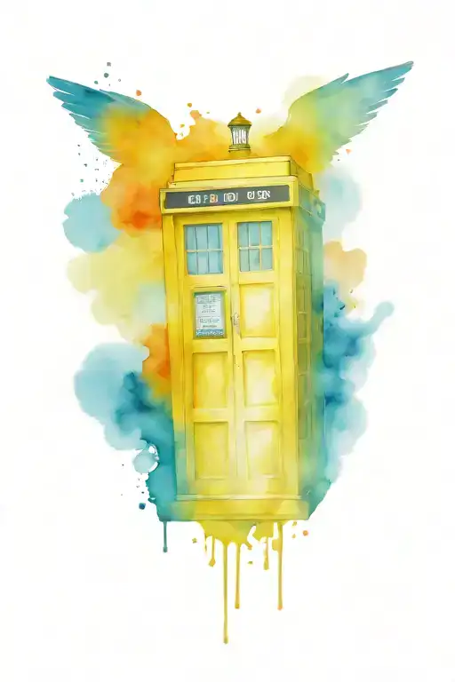 tardis flying tattoo design idea
