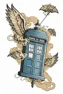tardis flying tattoo design idea