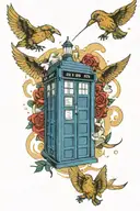 tardis flying tattoo design idea