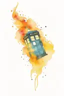 tardis flying outer space with stars tattoo design idea