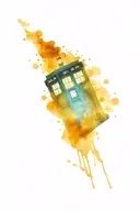 tardis flying outer space with stars tattoo design idea