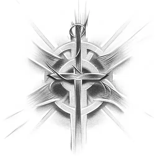 Christian Cross with barbed wire tattoo design idea