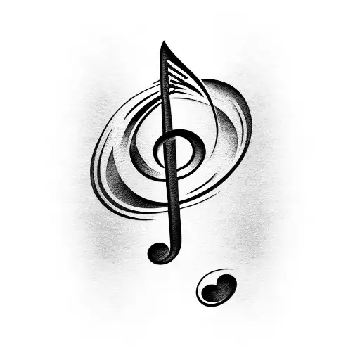 treble clef with sweeping piano keys  tattoo design idea