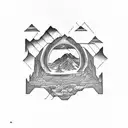 “Create a tattoo design inspired by Plato’s Allegory of the Cave. The image should encompass various symbolic elements f tattoo design idea