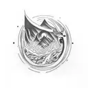 “Create a tattoo design inspired by Plato’s Allegory of the Cave. The image should encompass various symbolic elements f tattoo design idea