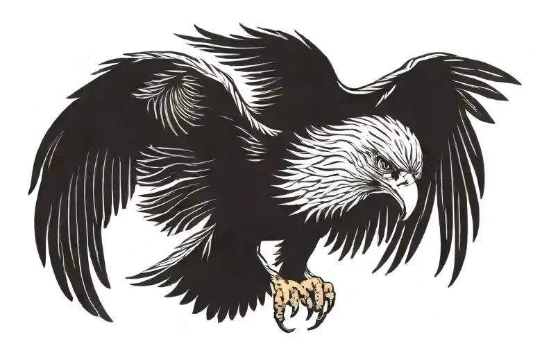 Eagle with open wings looking tattoo design idea