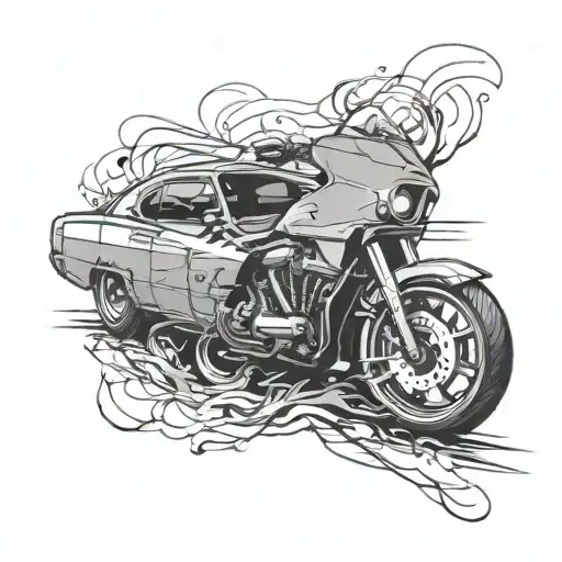 a 2021 dodge charger outline with skid marks. For my ribcage  tattoo design idea