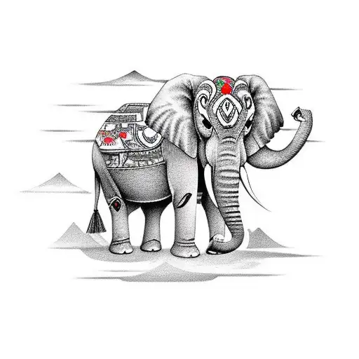 Elephant walking in safari tattoo design idea