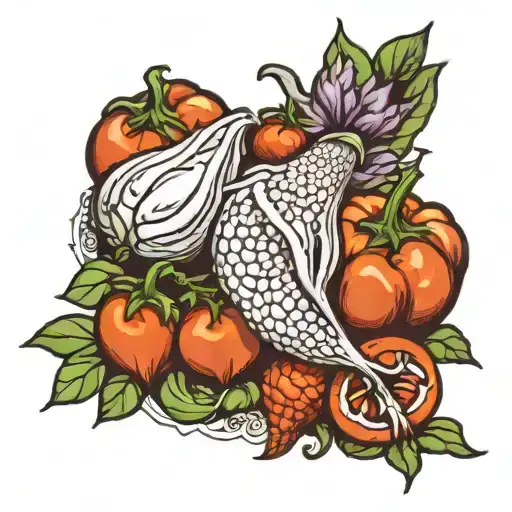 vegetables tattoo design idea