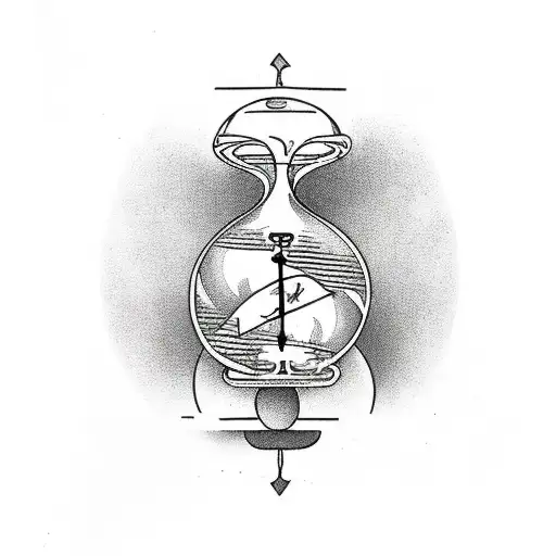 hourglass with skeleton inside running out of sand tattoo design idea