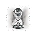 hourglass with skeleton inside running out of sand tattoo design idea