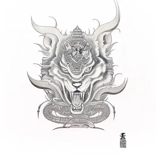 guerrero samurái con armas  tattoo design idea