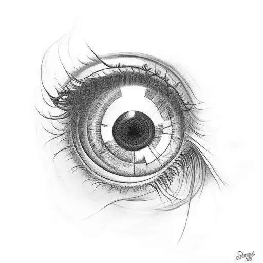 an eye with a swirling pupil and a tear  tattoo design idea
