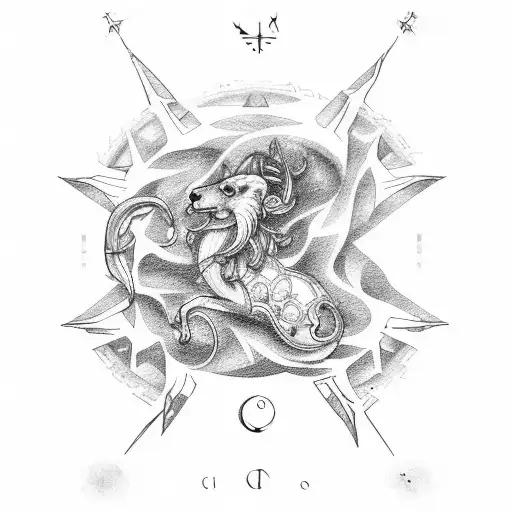 cielo, fondo del mar, signo zodiacal virgo y signo zodiacal cancer tattoo design idea