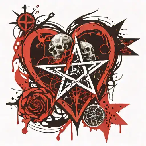The pentagram of the heartbreakers is a bloody zombie tattoo design idea