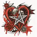 The pentagram of the heartbreakers is a bloody zombie tattoo design idea