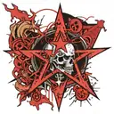 The pentagram of the heartbreakers is a bloody zombie tattoo design idea