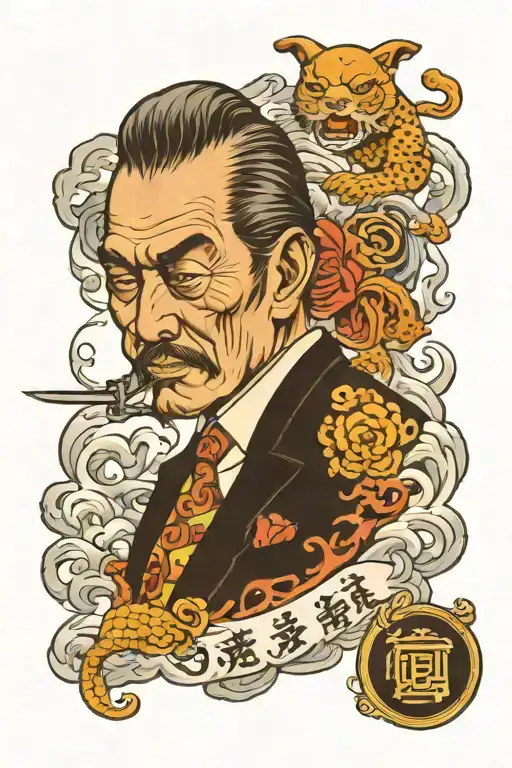 mafia boss cartel tattoo design idea