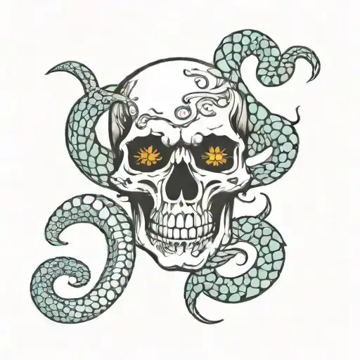 skull snake tattoo tattoo design idea