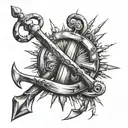 an anchor with crossed swords  tattoo design idea