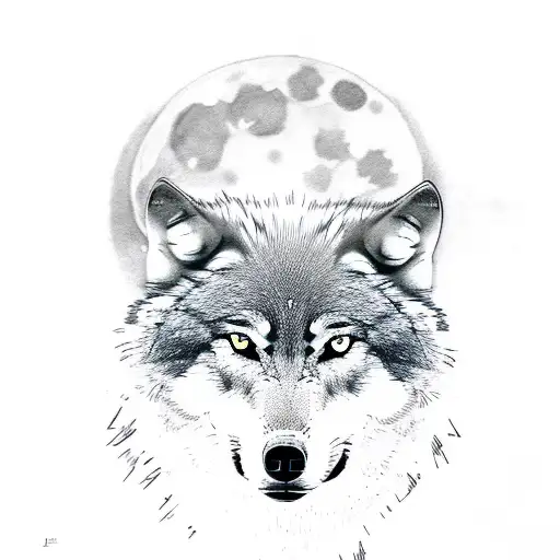 wolf howling tattoo design idea