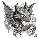 A Night Fury Symbol From How To Train Your Dragon with the Text "Alberence" tattoo design idea