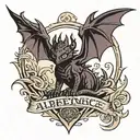 A Night Fury Symbol From How To Train Your Dragon with the Text "Alberence" tattoo design idea