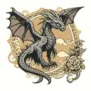 A Night Fury Symbol From How To Train Your Dragon with the Text "Alberence" tattoo design idea