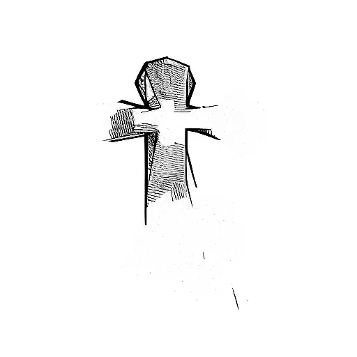 Minimalist A Cross In A Dark Room Tattoo Idea Blackink Ai