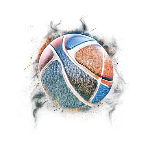 broken smokey basketball  tattoo design idea