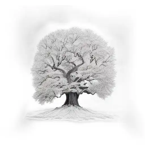 realistic oak tree tattoo