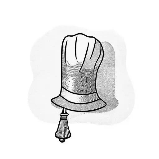 A minimalist blackwork tattoo of a chef's hat and a wooden spoon crossed together tattoo design idea