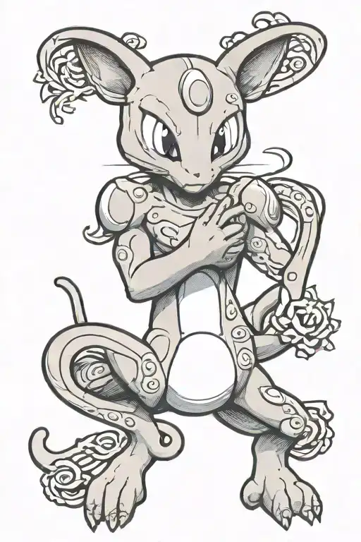 Mewtwo pokemon tattoo design idea