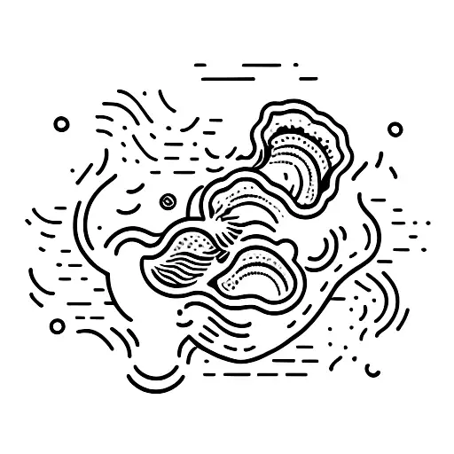 oyster being shucked with oyster knife tattoo design idea