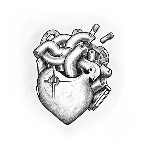 word of mechanic in the shape of human heart  tattoo design idea