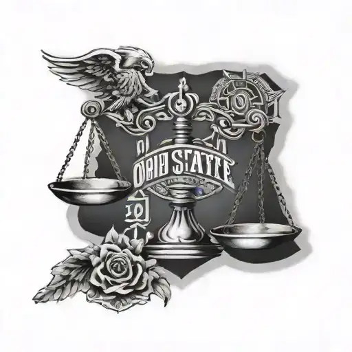 scales of justice with Ohio State football logos tattoo design idea