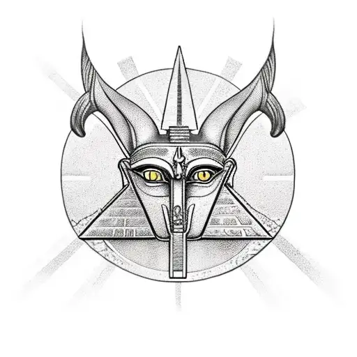 Anubis, pyramid, sun and a libra tattoo design idea