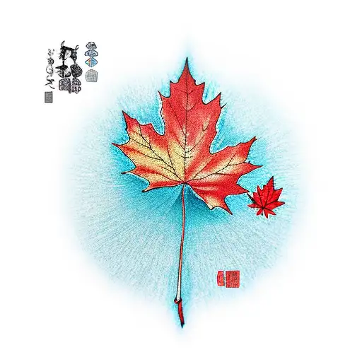 Maple Leaf and samurai tattoo design idea